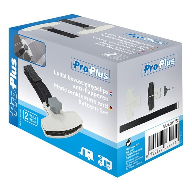 ProPlus Luifel bevestigingsclips - anti-flapperen - zwart - set van 2