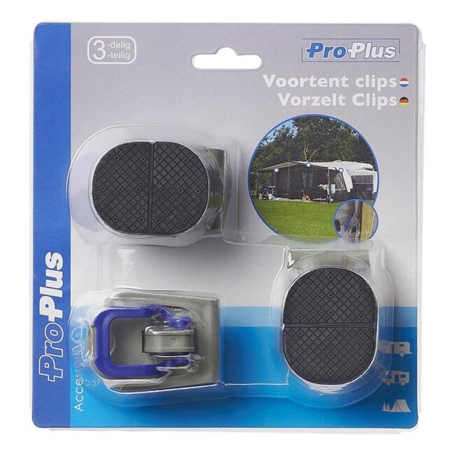 ProPlus Schroefloze voortentclips - lichtgewicht nylon - set van 3 - grijs/blauw