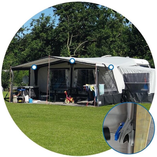 ProPlus Schroefloze voortentclips - lichtgewicht nylon - set van 3 - grijs/blauw