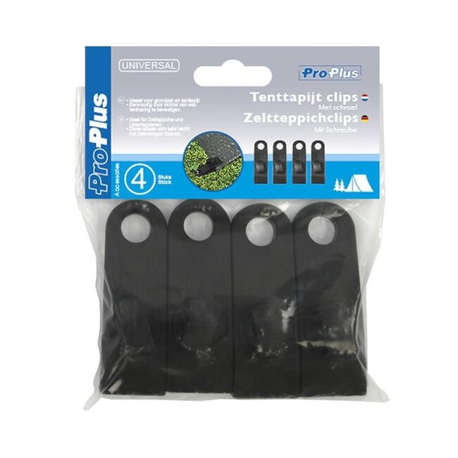 ProPlus Tenttapijt clips - schroefmodel - stevige grip - 83 x 28 x 21 mm - 4 stuks
