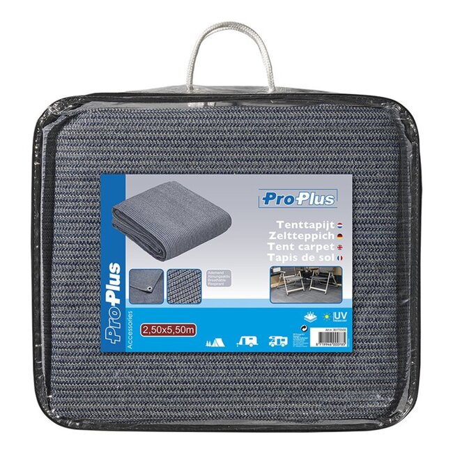 ProPlus Extra stevig tenttapijt - water- en vuildoorlatend - 250 x 550 cm - blauw/wit