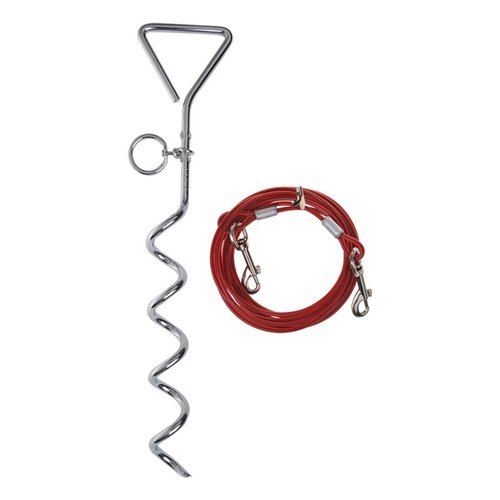 Pro Plus Aanlegspiraal - Hondenpen met Handvat, Ring en 4.5 meter Kabel - Lengte 40 cm Pro Plus Aanlegspiraal - Hondenpen met Handvat, Ring en 4.5 meter Kabel - Lengte 40 cm