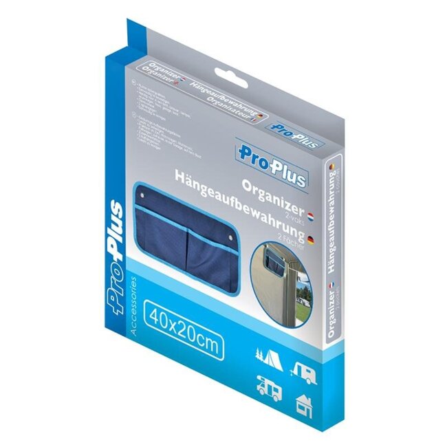 ProPlus Camping organizer - 2 vakken - UV-bestendig - Opvouwbaar - Blauw - 40 x 20 cm