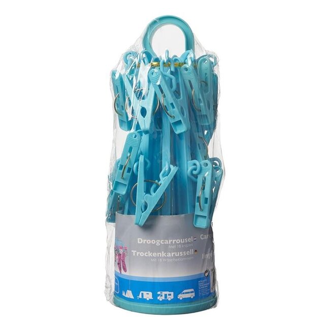 ProPlus Droogcarrousel - 18 knijpers - Ø 48 cm - lichtgewicht - blauw - kunststof