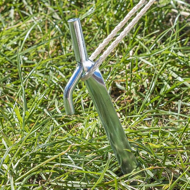 ProPlus Halfronde stalen tentharing met haak - 25 cm - zilver - geschikt voor zachte bodems