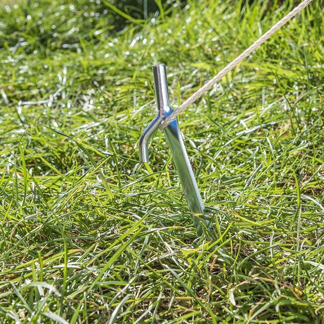 ProPlus Halfronde stalen tentharing met haak - 25 cm - zilver - geschikt voor zachte bodems