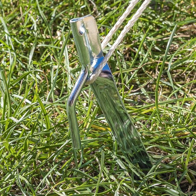 ProPlus Halfronde stalen tentharing met haak - 30 cm - zilver - geschikt voor zachte bodems
