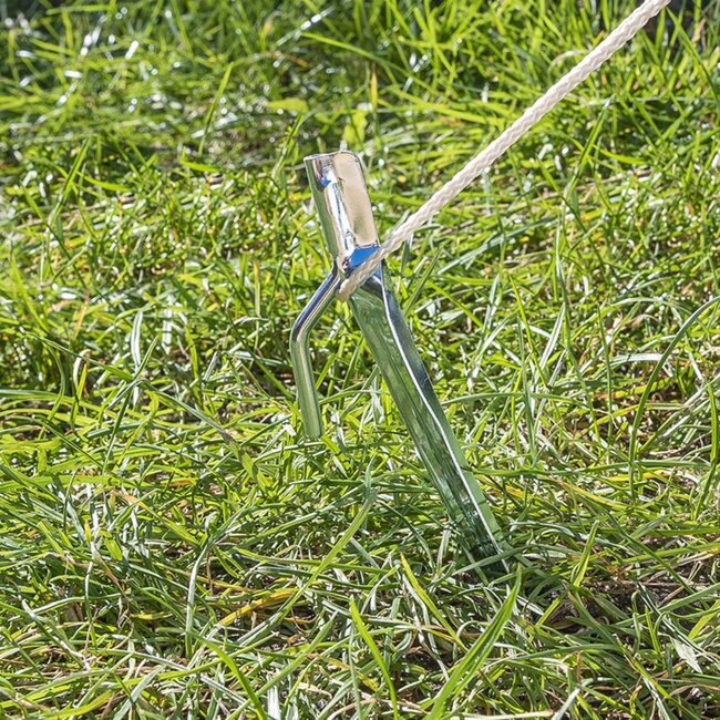 ProPlus Halfronde stalen tentharing met haak - 30 cm - zilver - geschikt voor zachte bodems