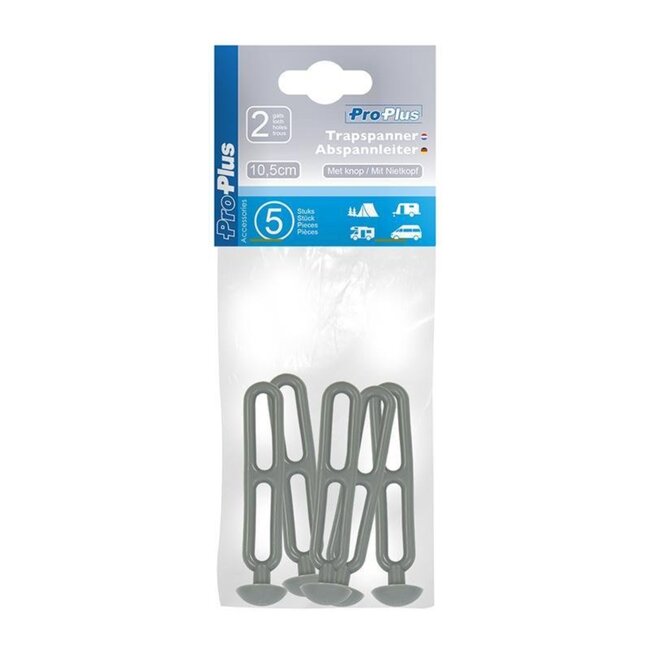 ProPlus Trapspanners - Rubberen knoop - 10,5 cm - Grijs - Set van 5