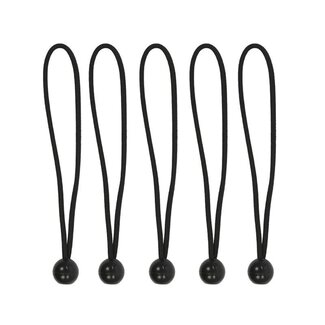 ProPlus Elastische tentspanners met plastic bal - 25 cm - zwart - set van 5 ProPlus Elastische tentspanners met plastic bal - 25 cm - zwart - set van 5