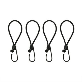 ProPlus Elastische tentspanners met haak - 20 cm - zwart - set van 4