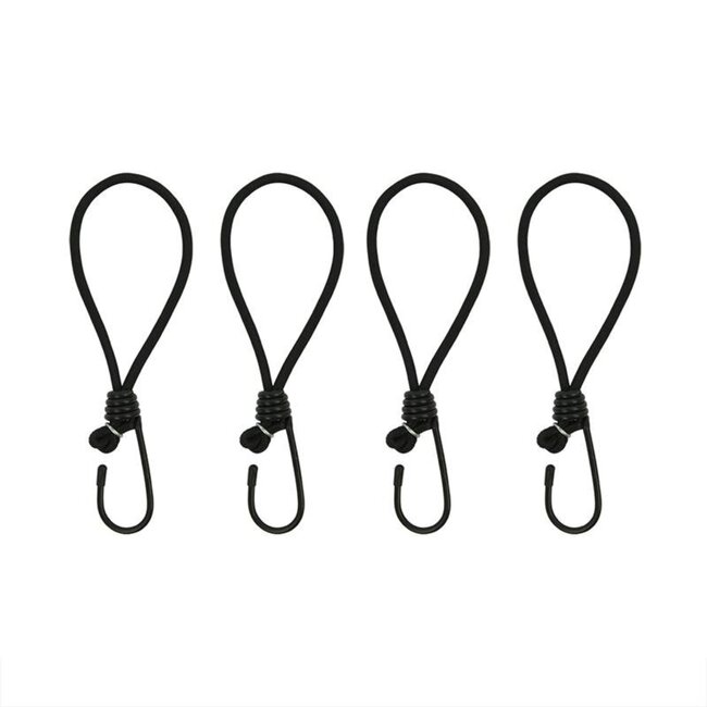 ProPlus Elastische tentspanners met haak - 20 cm - zwart - set van 4