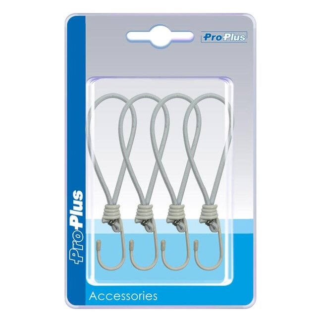 ProPlus Elastische tentspanners met haak - 20 cm - wit - set van 4