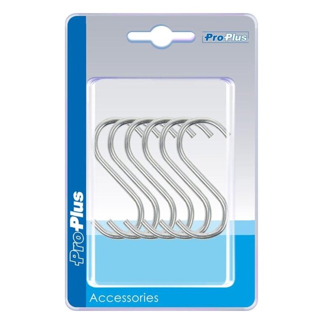 ProPlus S-haak - Chroom - Staal - Ø 4 mm - 62 mm - 6 stuks