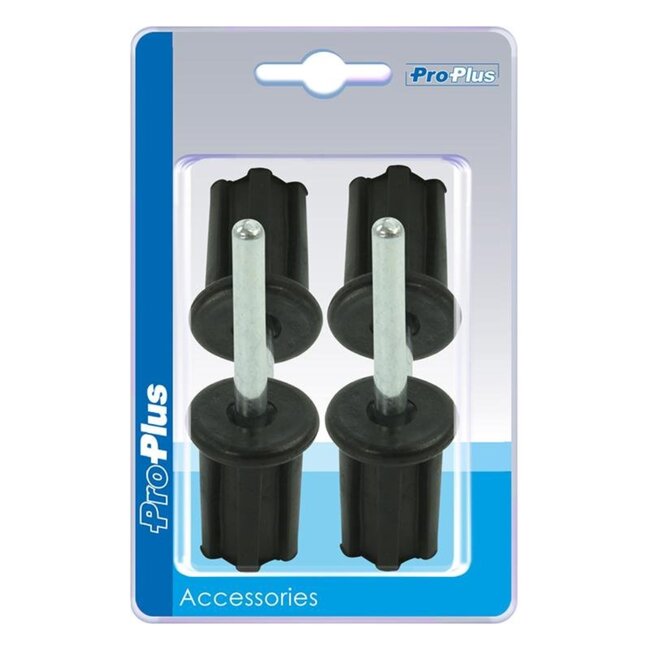 ProPlus Tentstokdop met pin - Ø 22 mm - 4 stuks - zwart/zilver