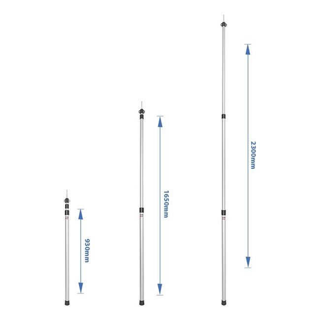 ProPlus Telescopische tentstok - aluminium - 93 t/m 230 cm - set van 2