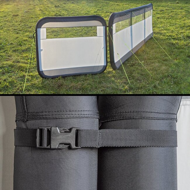 ProPlus Opblaasbaar windscherm - 160 x 140 cm - 150D polyester - Inclusief draagtas en haringen