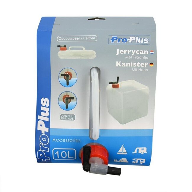 ProPlus Opvouwbare jerrycan met kraan - 10 liter - Compact en handig voor op reis
