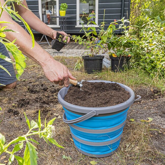 ProPlus Opvouwbare emmer - 10 liter - Rubber en siliconen - Grijs/Blauw