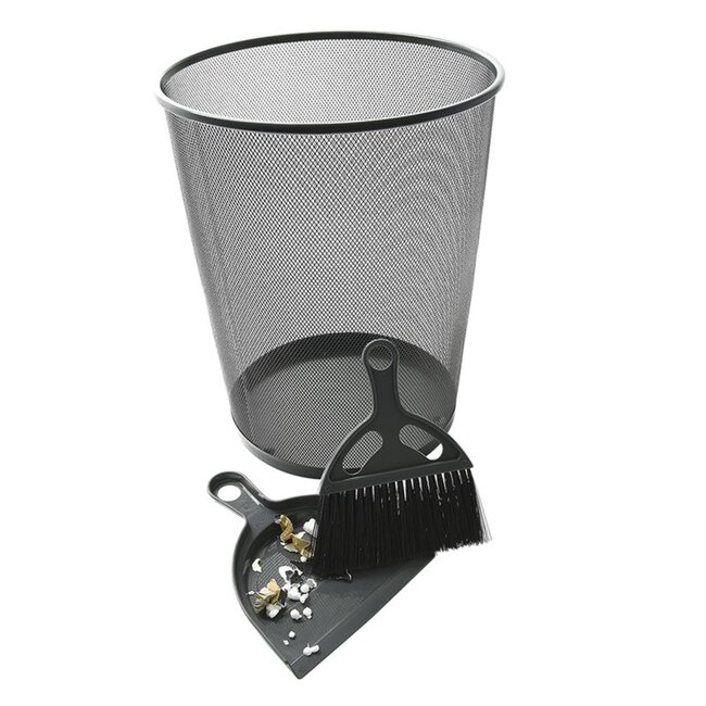 ProPlus Compacte stoffer en blik set - 17 x 19,5 cm - Grijs/Zwart - Ideaal voor kamperen