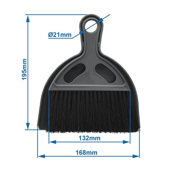 ProPlus Compacte stoffer en blik set - 17 x 19,5 cm - Grijs/Zwart - Ideaal voor kamperen