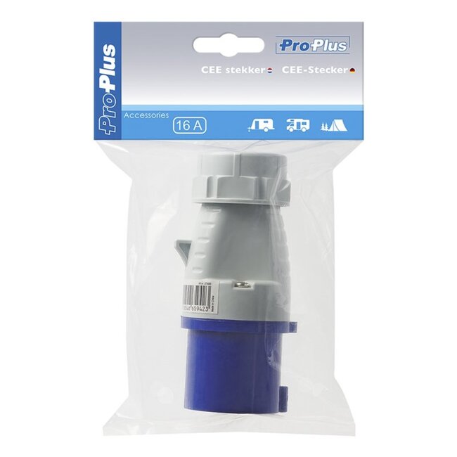 ProPlus Stekker - 16 Ampère - IP44 - 3-polig - 230 Volt - Blauw/Wit