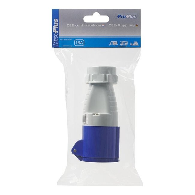 ProPlus Contrastekker - 16 Ampère - IP44 - 230 Volt - 3-polig - Blauw/Wit