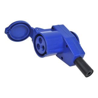 ProPlus Haakse CEE contrastekker met stopcontact - 16A - IP44 - 230V - 3-polig - blauw/wit