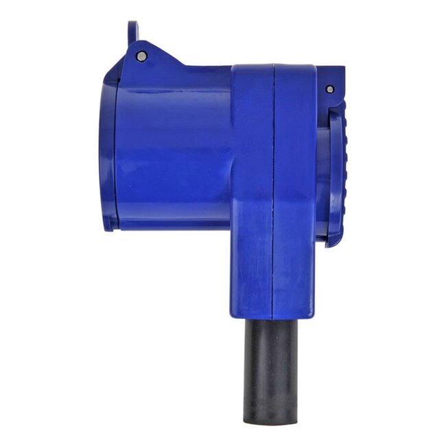 ProPlus Haakse CEE contrastekker met stopcontact - 16A - IP44 - 230V - 3-polig - blauw/wit