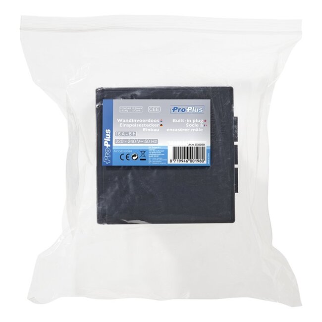 ProPlus Vierkante wandinvoerdoos - 16A - IP44 - 230V - zwart - afsluitbare deksel