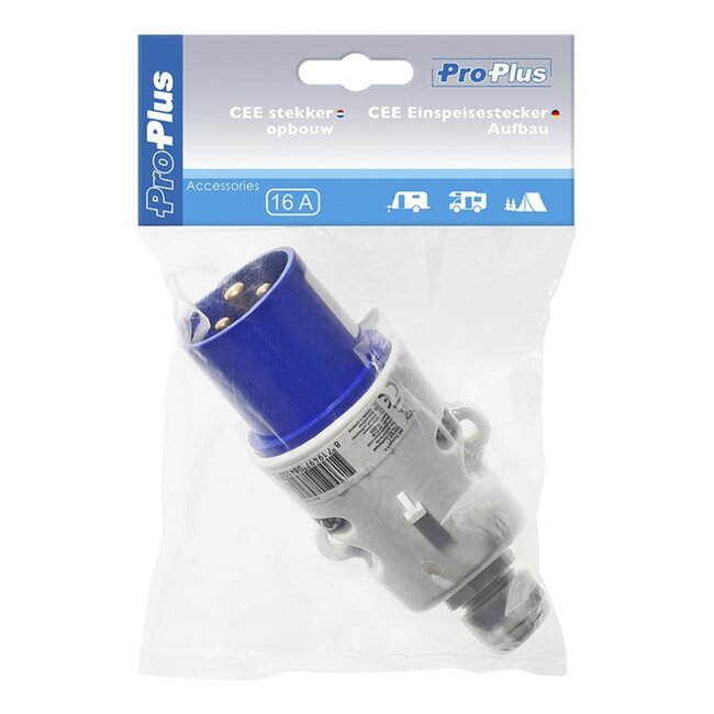 ProPlus Wandstekker - 3-polig - IP44 - 16A - 230V - Blauw/Wit