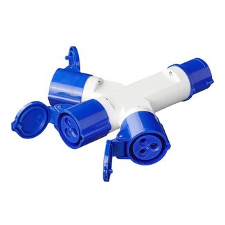 ProPlus 3-weg splitter - 16A - IP44 - 230V - slagvast kunststof - blauw/wit