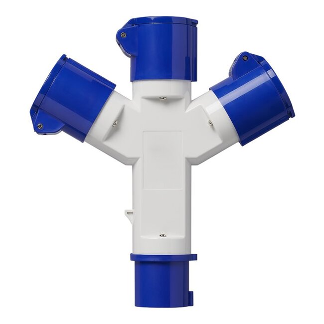 ProPlus 3-weg splitter - 16A - IP44 - 230V - slagvast kunststof - blauw/wit