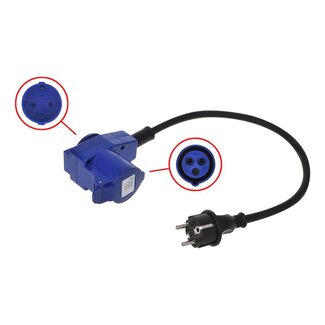 ProPlus Verloopkabel - 40 cm - Schuko naar haakse CEE - Inclusief Schuko stopcontact