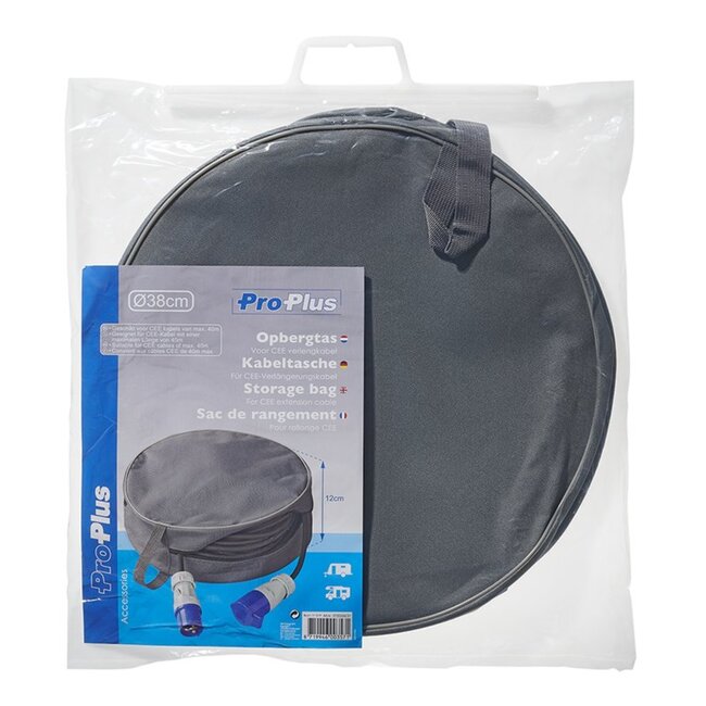 ProPlus Opbergtas voor CEE-verlengkabel - Universeel - Ø38 cm - Hoogte 12 cm - Geschikt tot 40 meter