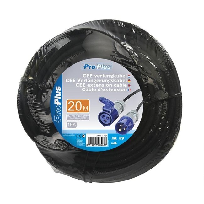 ProPlus Verlengkabel - 20 meter - 3 x 1,5 mm² - Neopreen - IP44