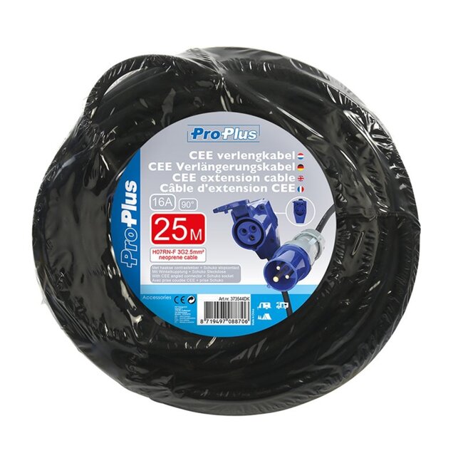 ProPlus Verlengkabel - 25 meter - waterbestendig - schuko stopcontact - IP44