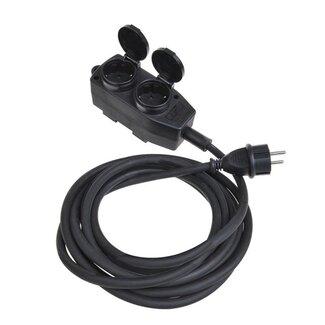 ProPlus Viervoudige stekkerdoos - 5 meter - met ophangoog - zwart