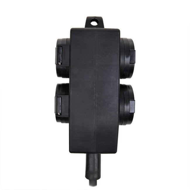 ProPlus Viervoudige stekkerdoos - 5 meter - met ophangoog - zwart