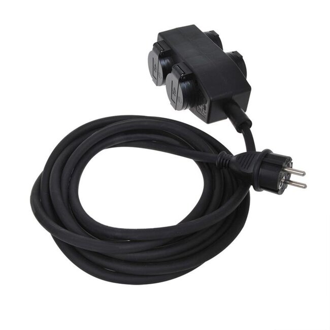 ProPlus Viervoudige stekkerdoos - 5 meter - met ophangoog - zwart