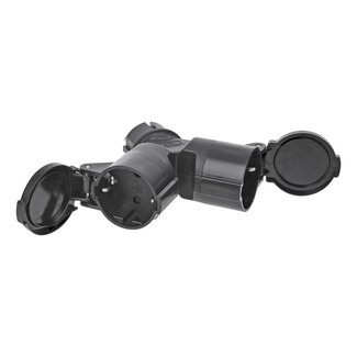 ProPlus Schuko stekker - duo splitter - 230V - zwart - IP44