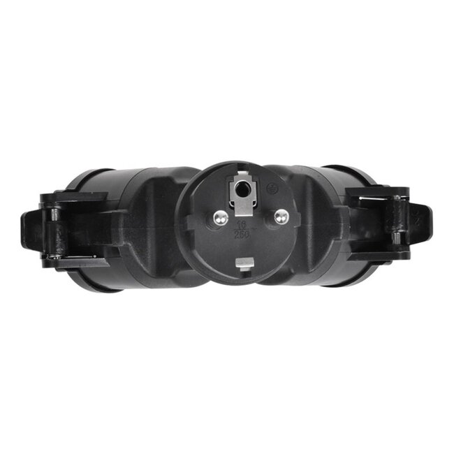 ProPlus Schuko stekker - duo splitter - 230V - zwart - IP44