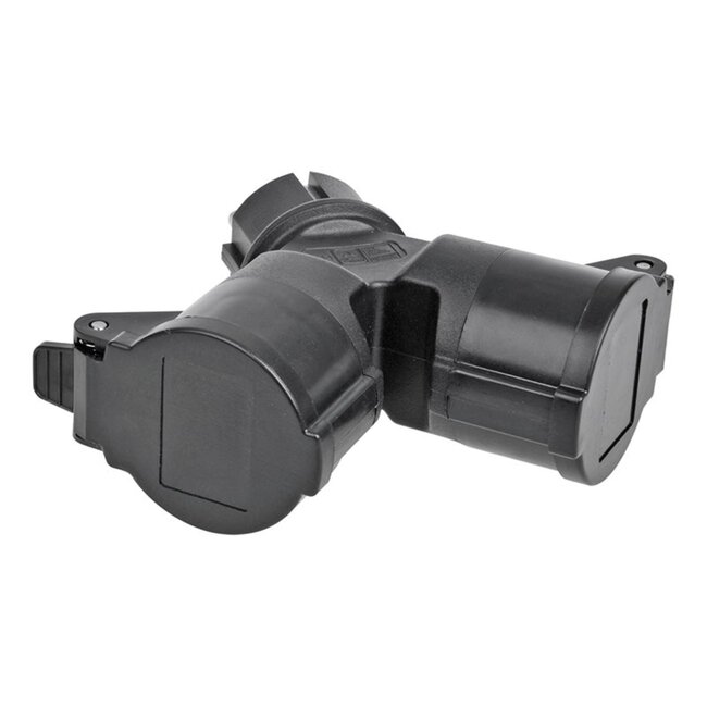 ProPlus Schuko stekker - duo splitter - 230V - zwart - IP44