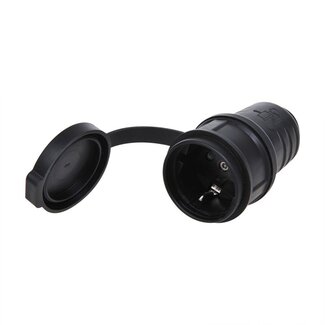 ProPlus Schuko contrastekker - kunststof - 230V - zwart - IP44