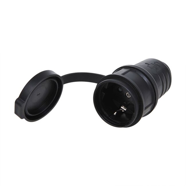 ProPlus Schuko contrastekker - kunststof - 230V - zwart - IP44