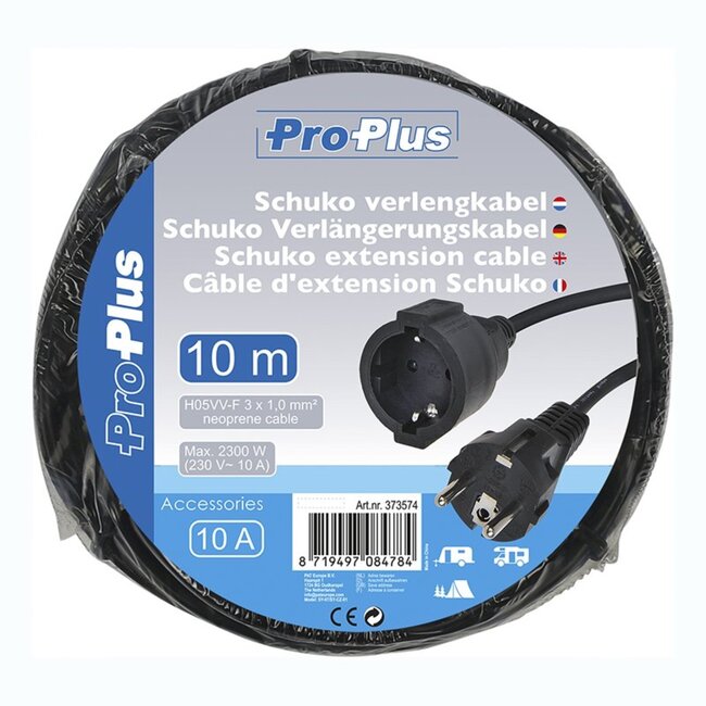 ProPlus Verlengkabel - 10 meter - 3 x 1 mm² - zwart - huishoudelijk gebruik