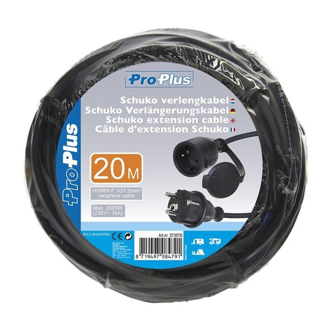 ProPlus Verlengkabel - 20 meter - 3 x 1.5 mm² - Zwart - Binnengebruik