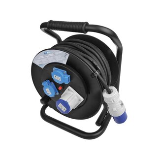 Pro Plus Kabelhaspel - CEE Stekker naar CEE Contrastekker en 2 x Schuko WCD - 25 meter - 3 x 1.5 mm2