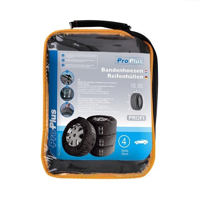 ProPlus Bandenhoezen - Set van 4 - Geschikt voor Ø 68 cm en 214 cm omtrek - Slijtvast polyester