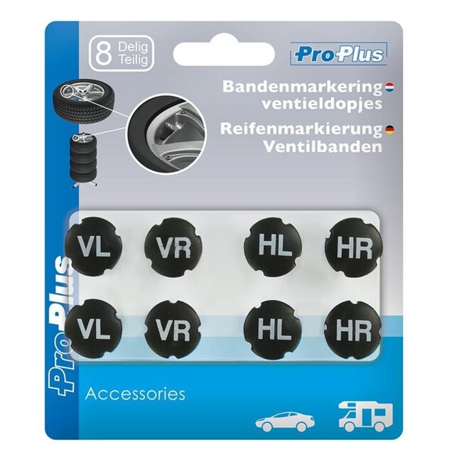 ProPlus Bandenmarkering ventieldopjes - eenvoudig bij bandenwissel - 8 stuks